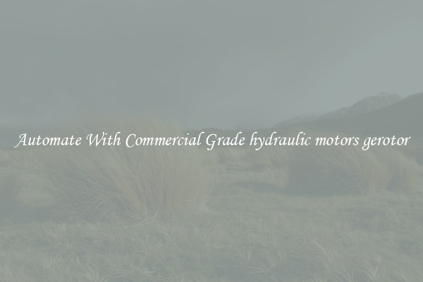 Automate With Commercial Grade hydraulic motors gerotor