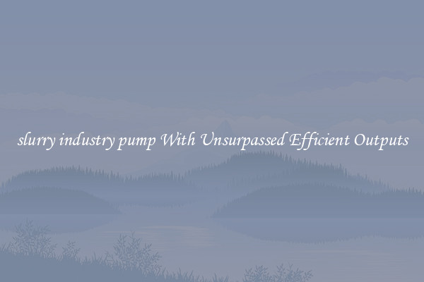 slurry industry pump With Unsurpassed Efficient Outputs
