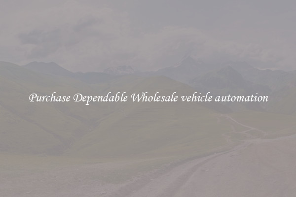 Purchase Dependable Wholesale vehicle automation